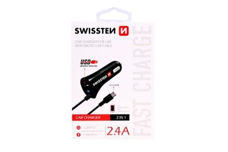 Swissten CL Autótöltő micro USB és USB 2,4A power